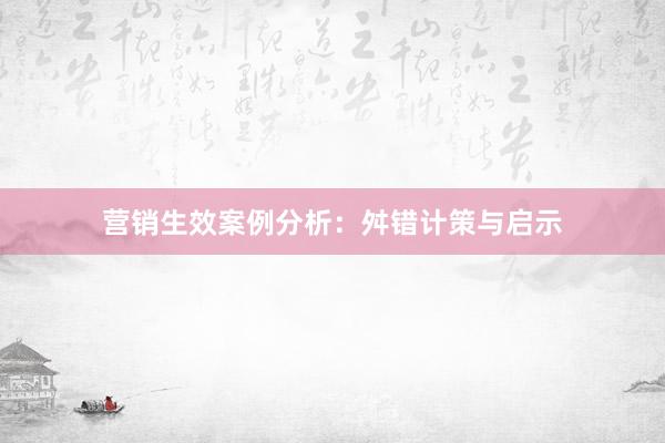 营销生效案例分析：舛错计策与启示